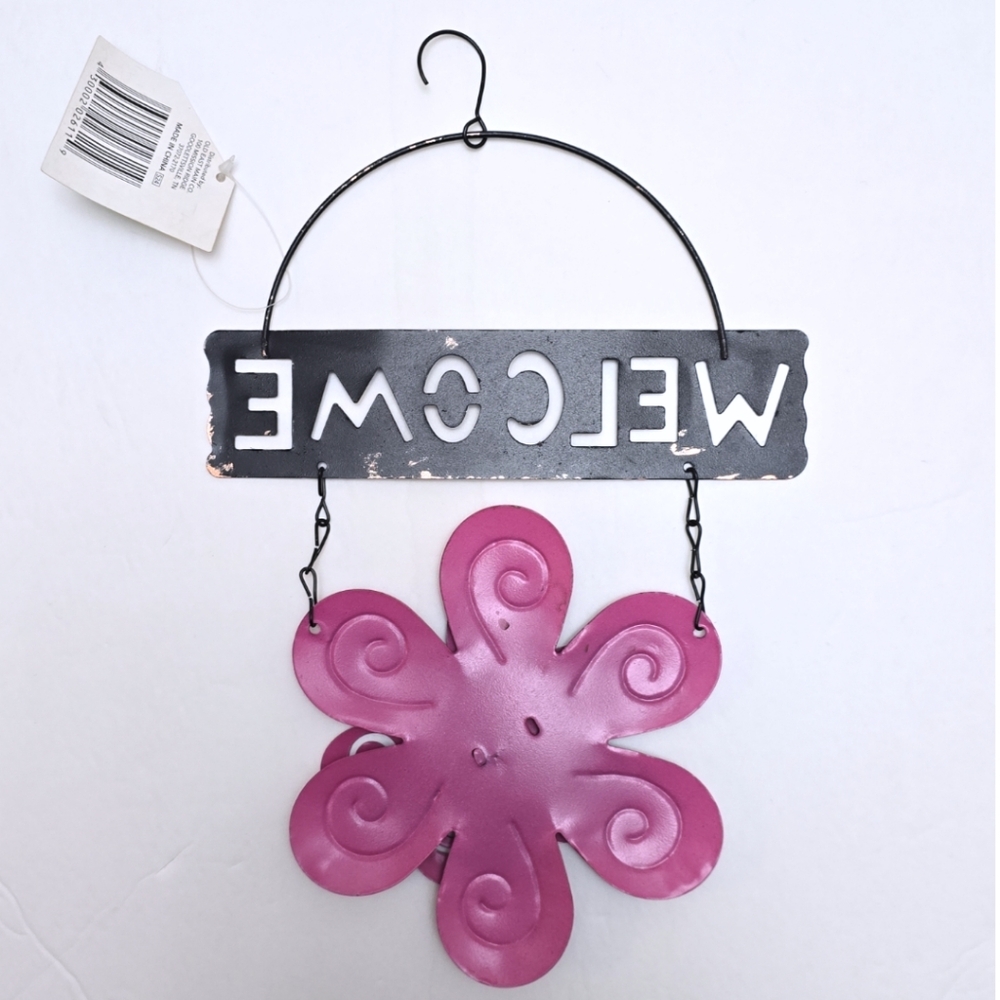 NWT Rustic Metal Welcome Sign Outdoor Indoor Garden Trend Hanging Home Decor - Picture 4 of 5